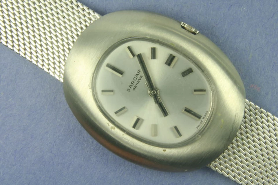 SARCAR 70 年代 GENT'S SS 机械手表带盒和纸 * 全新 * 工作 — 第 2/4 张图片