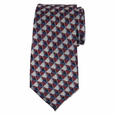 PERRY ELLIS PORTFOLIO Mens Necktie Red Gray Blue Classic 3.25 Designer Neck Tie