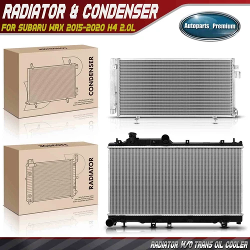 2x Aluminum Radiator & AC Condenser Cooling Kit for Subaru WRX 2015-2020 H4 2.0L