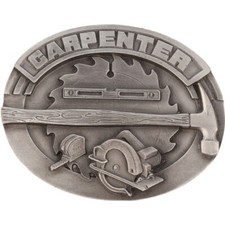New Carpentry Wood Tool Carpenter Builder Construction NOS Vintage Belt Buckle