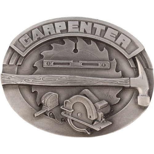 New Carpentry Wood Tool Carpenter Builder Construction NOS Vintage Belt Buckle