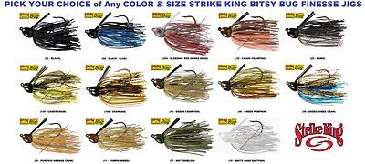 Strike King Jig Bitsy Bug Finesse Weedguard No Rattle Any BBJ Color Size Lure