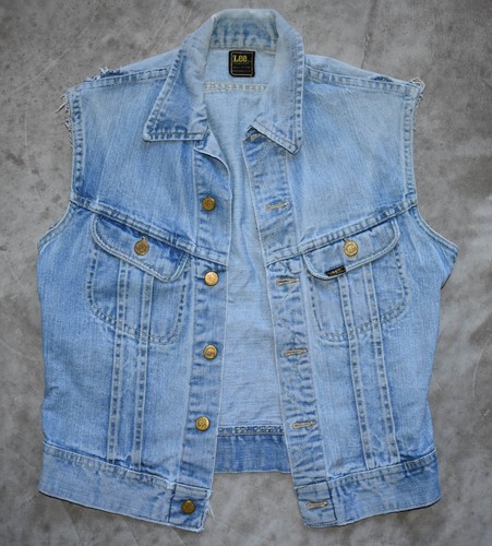 Vintage Lee Riders Mens Denim Jacket Vest Gillet Blue 70s Union USA Made Size S