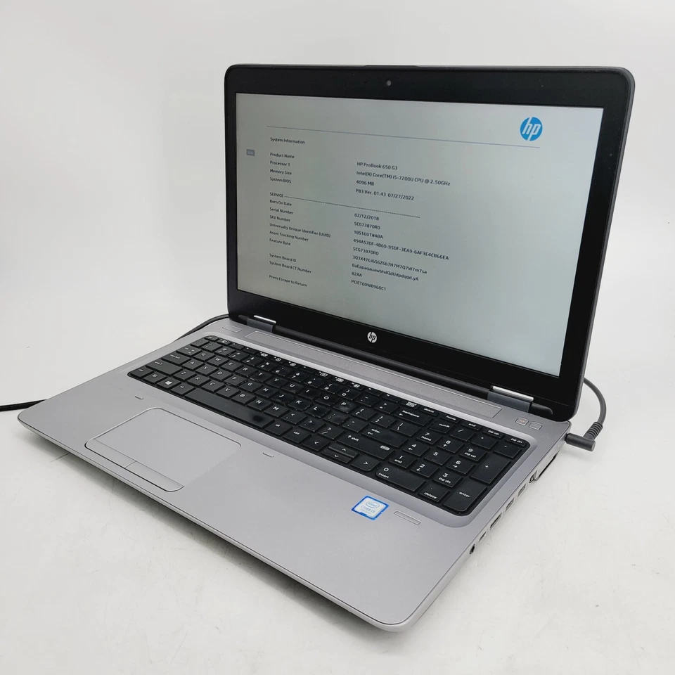 HP ProBook 650 G3 Core i5 7200U 2.5GHz 4GB RAM Sin HDD 15.6" - ***ARRANQUE EN BIOS Foto 4 de 4