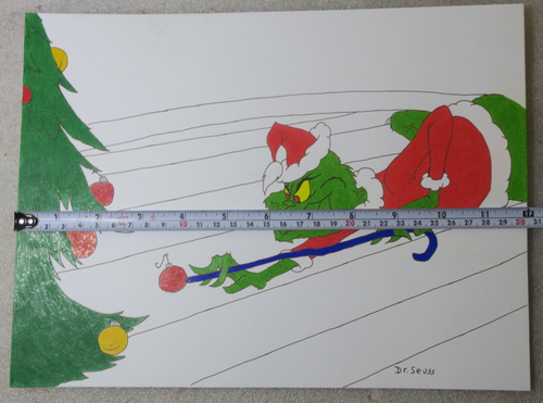 Dr. Seuss Drawing GRINCH Playing Pool Christmas ~ Original Signed Art 🏅 - Picture 7 of 8