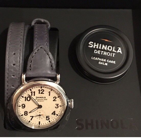 SHINOLA DETROIT THE RUNWELL 36MM WATCH BLUE LEATHER TRIPLE WRAP