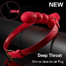 Adjusting Bondage Deep Throat Mouth Plug Leather Mouth Ball Bdsm Mouth Gag Flirt