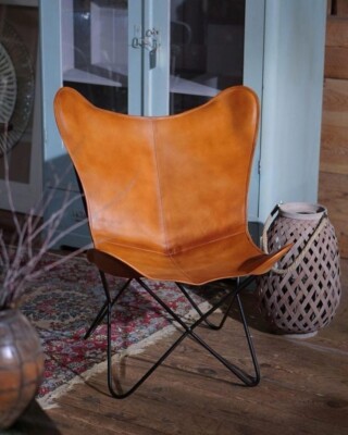 Handmade leather butterfly chair Leather accent chair BKF Home & living Room