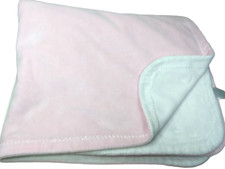 Nursery Rhyme Solid Pink White Back Baby Blanket reversible 2 ply soft velour