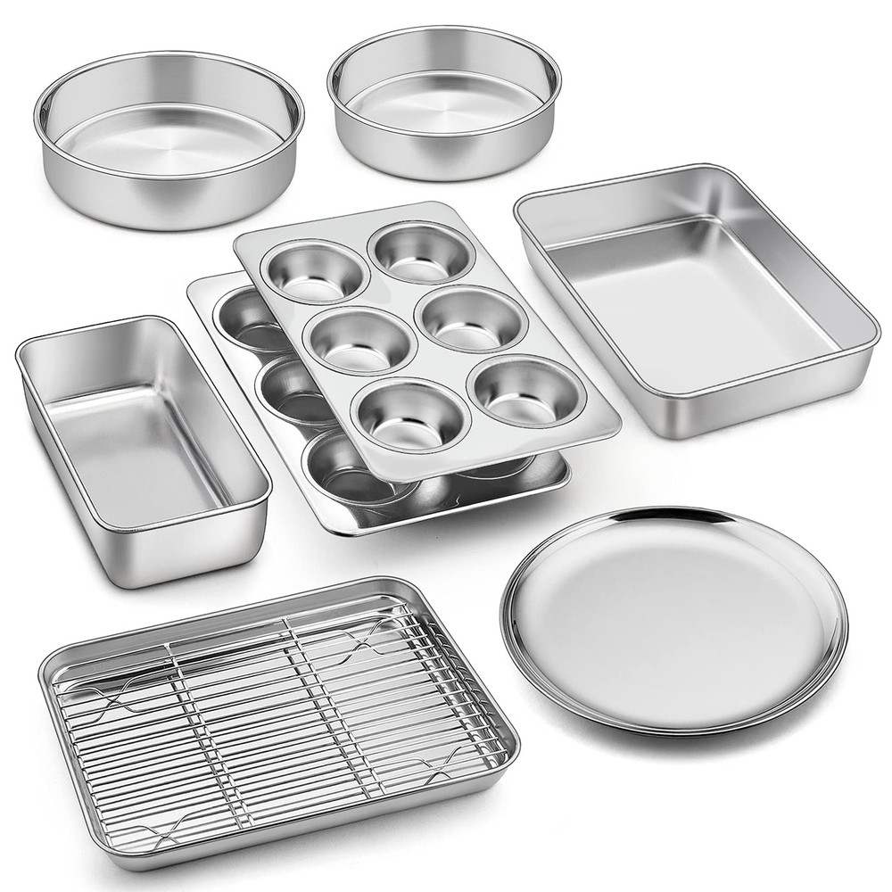 9-Piece Stainless Steel Bakeware Set with Toaster Oven Pans