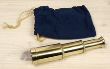 Teleskop Fernrohr Messing poliert mit Stoffbeutel 15cm maritime Deko Nautika
