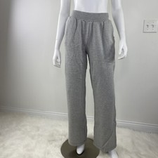 NWT GOOD AMERICAN SZ SMALL O SWEATPANTS TERRY WIDE LEG GREY HIGH RISE 75 RT