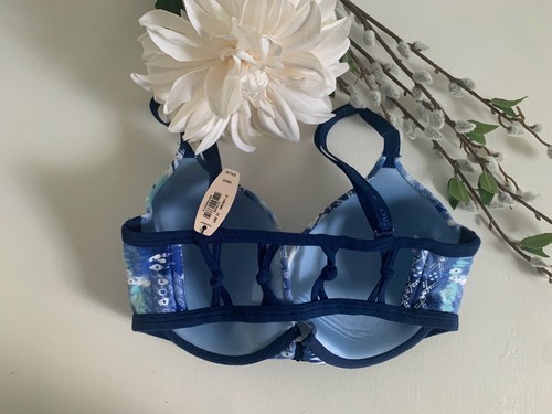 Victoria's Secret's Women's Blue Lined Demi Demi-Buste Double Bra Size 32DD NWT - Picture 2 of 3