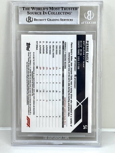 Pierre Gasly Signed Topps Chrome F1 Card Beckett Authentication - Picture 2 of 2