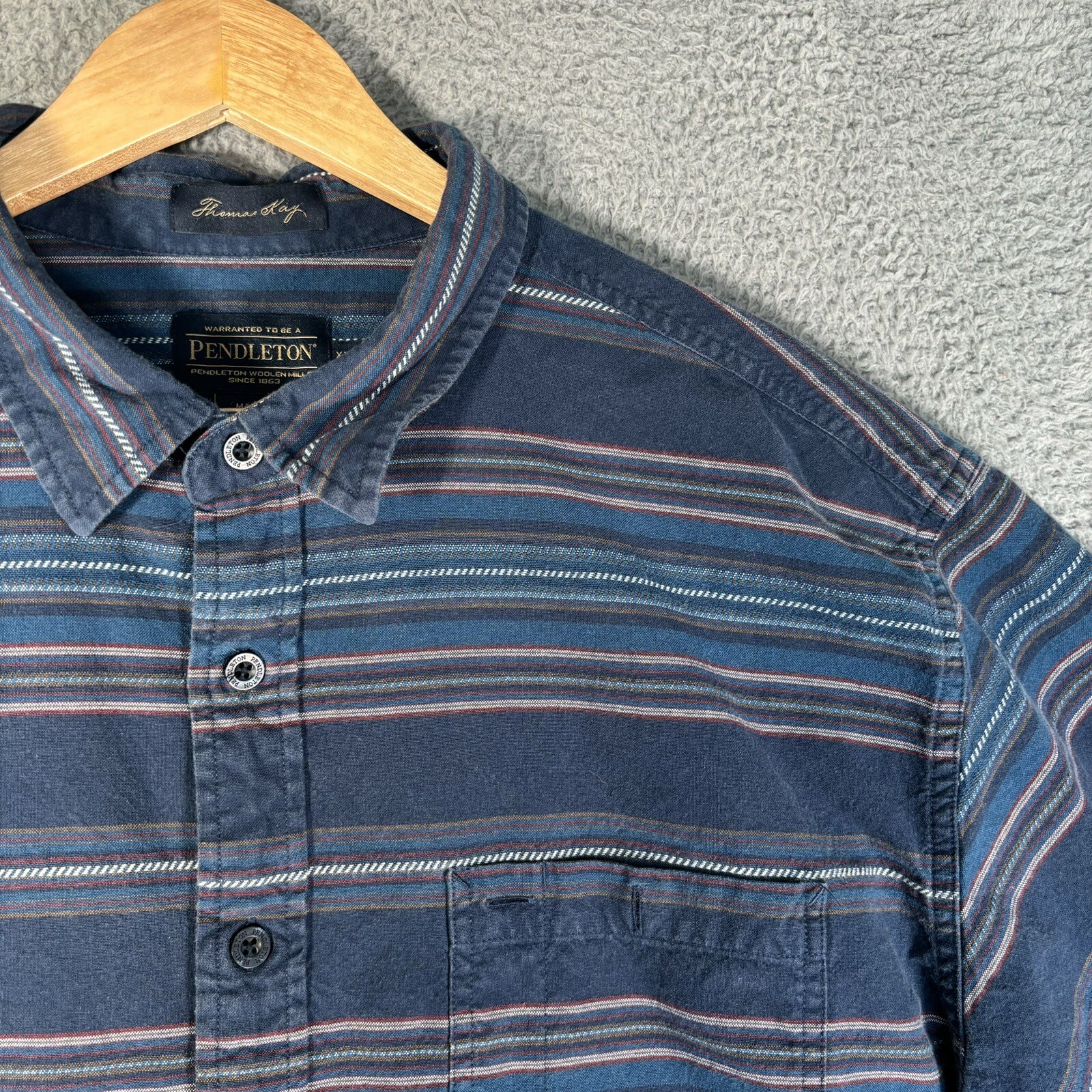 Pendleton Button Up Shirt Stripes Thomas Kay Blue… - image 3