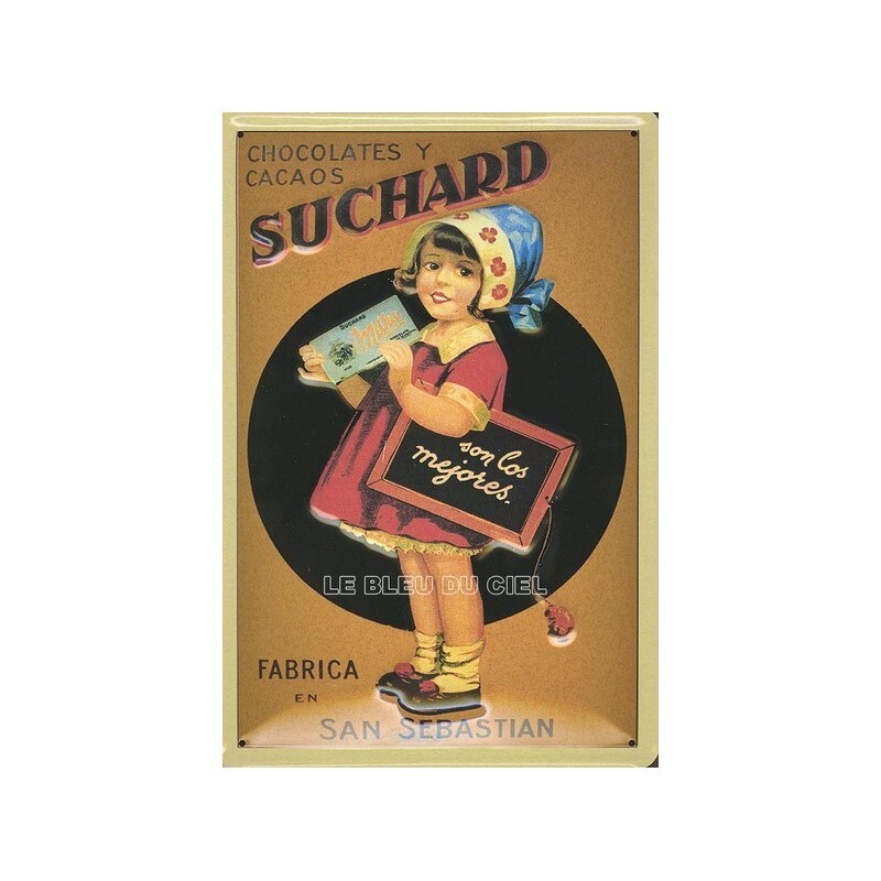 Plaque Suchard metal bombee en relief edition collector retro 20x30