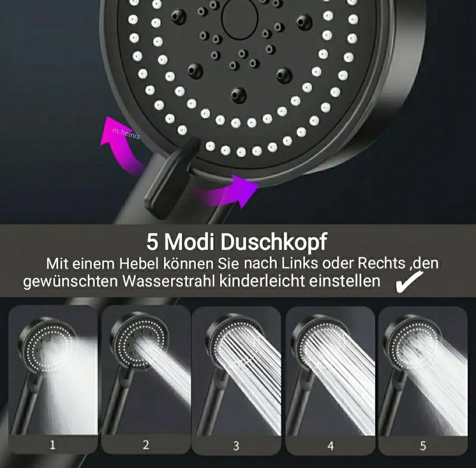 5 Modi Wellness 🚿Duschkopf Handbrause Hochdruck Wassersparende Duschbrause Set  - Bild 2 von 4