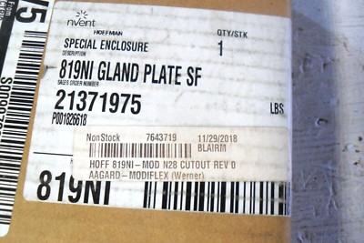 Hoffman - NvENT - 81NI Gland Plate SF 21371975 Gray Steel NIB