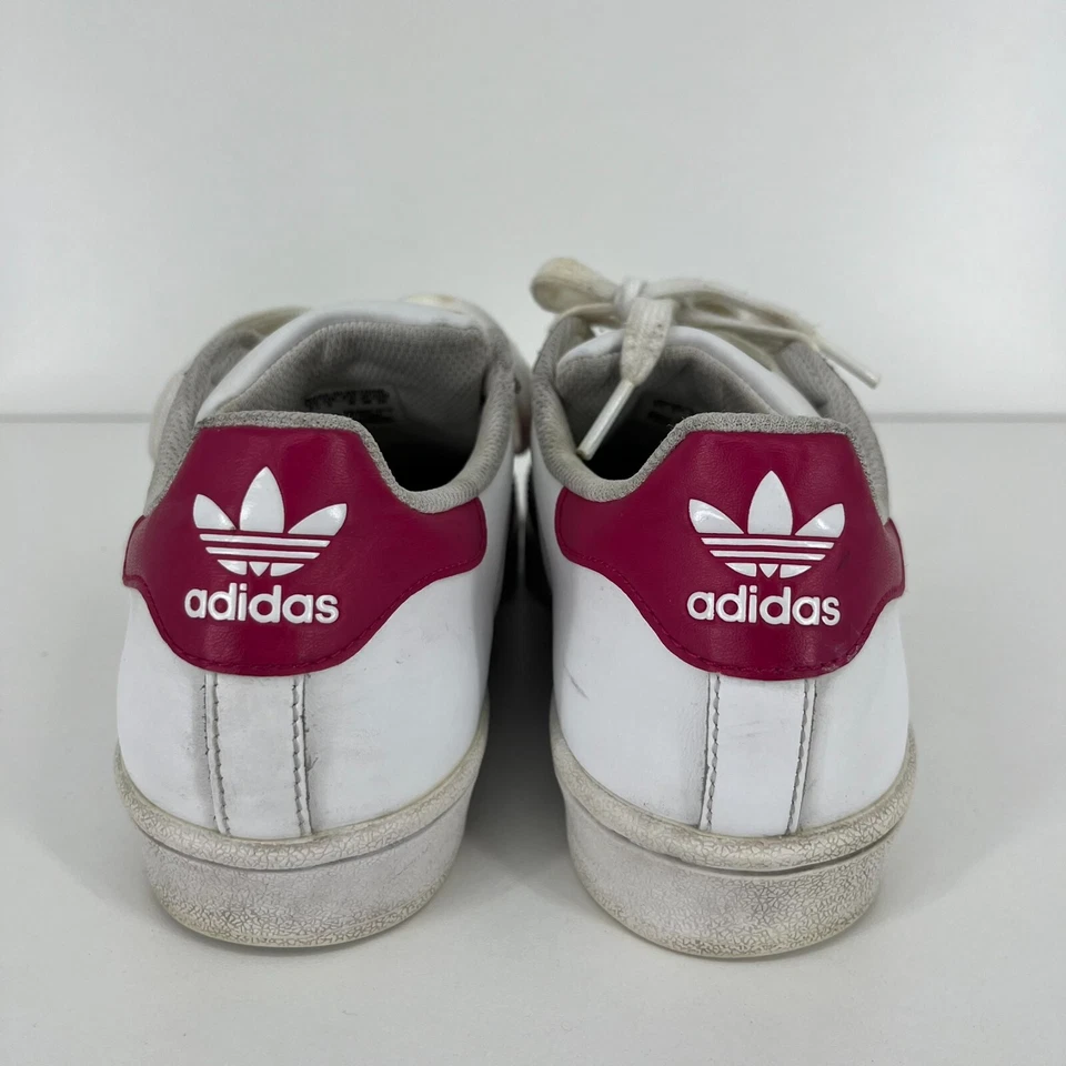 Adidas Superstar Clásico Zapatos de Cuero Blanco Magenta Jóvenes Niñas Talla 5.5 Foto 2 de 4