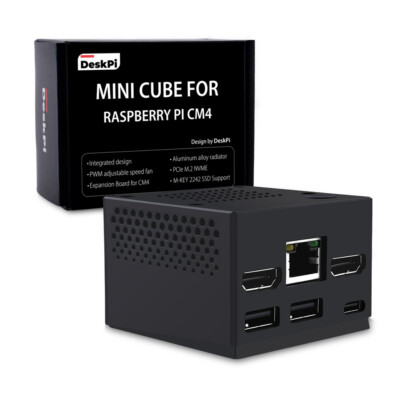 DeskPi Mini Cube for Raspberry Pi Compute Module 4/5 with Silent Cooling Fan