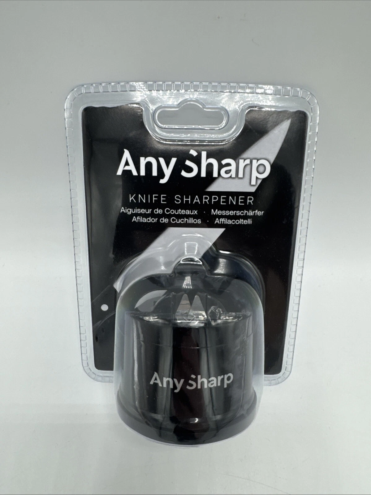 AnySharp World's Best Knife Sharpener PowerGrip Suction Black Keep Hands Safe