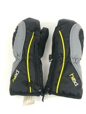 Head JR Boy's Snow Ski Mitten/Gloves Black/Gray/Neon Size XS