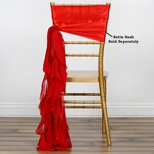 Red CHIFFON Curly CHAIR SASH Wedding Party Decorations WHOLESALE SALE