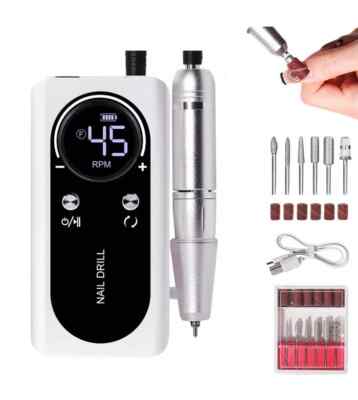 45000RPM Rechargeable  nail Drill Machine with LCD Professional Polish NEW