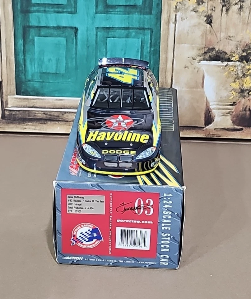 2003 Jamie McMurray #42 Havoline Rookie of the Year Chrome 1:24 banco fundido - Imagem 2 de 4