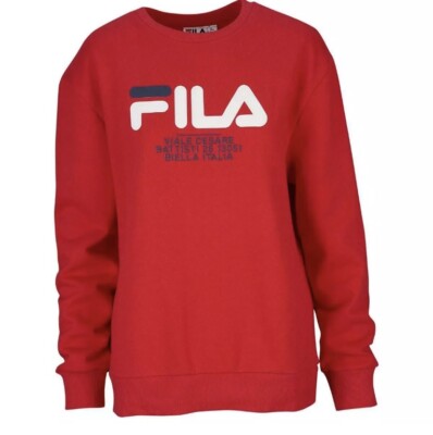 FILA Womens Red Logo Crewneck Sweatshirt New Medium #33