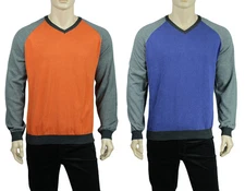 NEW MENS ARGYLECULTURE V NECK RAGLAN COTTON ORANGE BLUE PULLOWER SWEATER $68
