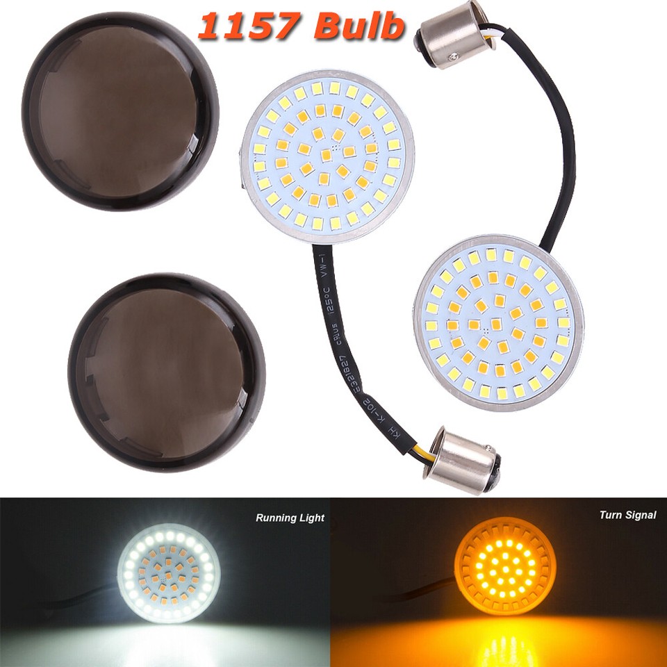 Motorcycle 1157 Front Rear LED Bullet Turn Signal Lights Smoke Lens For Harley E - Foto 10