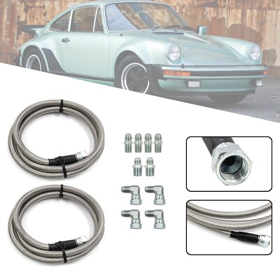 52'' Length SS Braided Transmission Cooler Hose Lines For TH350 700R4 TH400