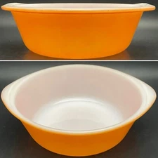 Glasbake/Jeannette J514 Orange Round Casserole Dish Made in USA 2 quart