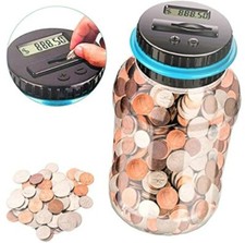 Digital Coin Bank Euros Not USD Money Saving Jar Coin Container With LCD 1.8L