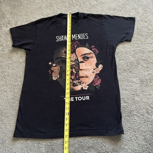T-shirt Shawn Mendes The Tour nera concerto band taglia adulta media davanti e dietro successo - Foto 7 di 12