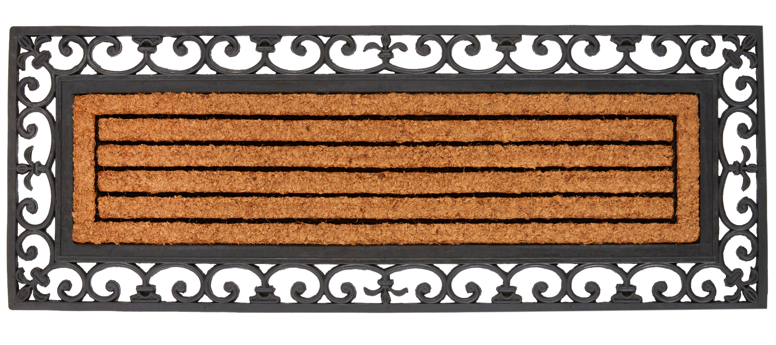 Cast Iron Style Rubber & Natural Coir XL Rectangle Doormat Scraper Mat