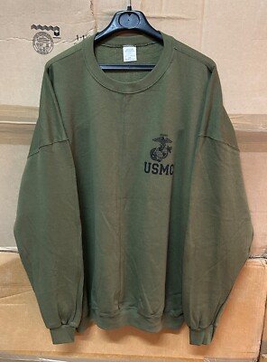ORIGINAL USMC SWEATSHIRT OLIVGRÜN BAUMWOLLE HERGESTELLT IN DEN USA BRANDNEU!!!! XX-LARGE