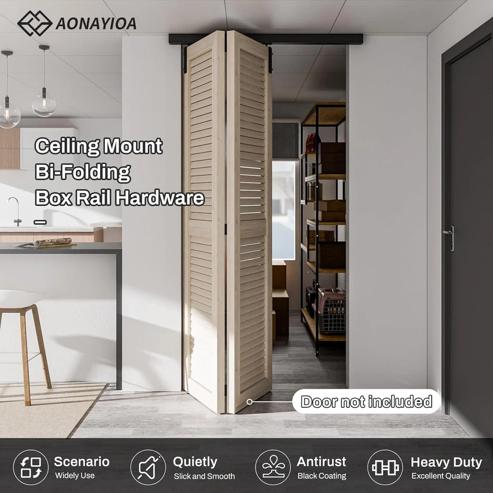 CCJH Montaje en Techo Riel de Caja Plegable Corredera Puerta de Granero Herrajes Pista de Alta Resistencia Foto 4 de 4