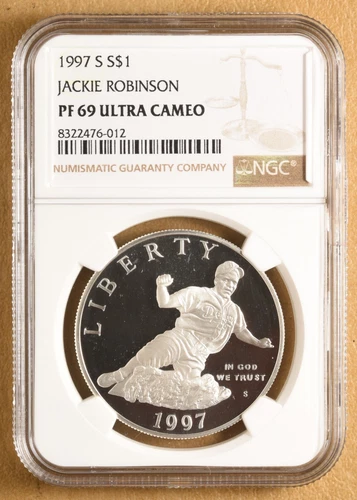 1997 S Jackie Robinson Commemorative Silver Dollar NGC PF 69 Ultra Cameo