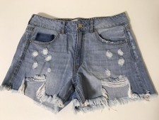 Womens " Forever 21 " Distressed Frayed Hem Denim Jean Shorts Size 27