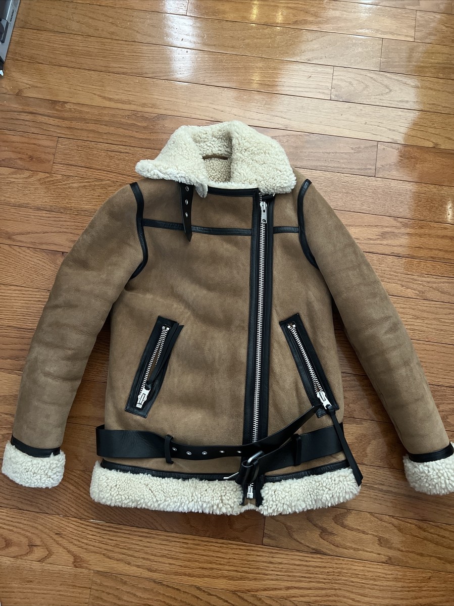 All Saints Hawley Moto Shearling Jacket Size XS