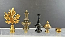 Lot of 5 Vintage Lamp Finials ~ Brass Metal Leaf