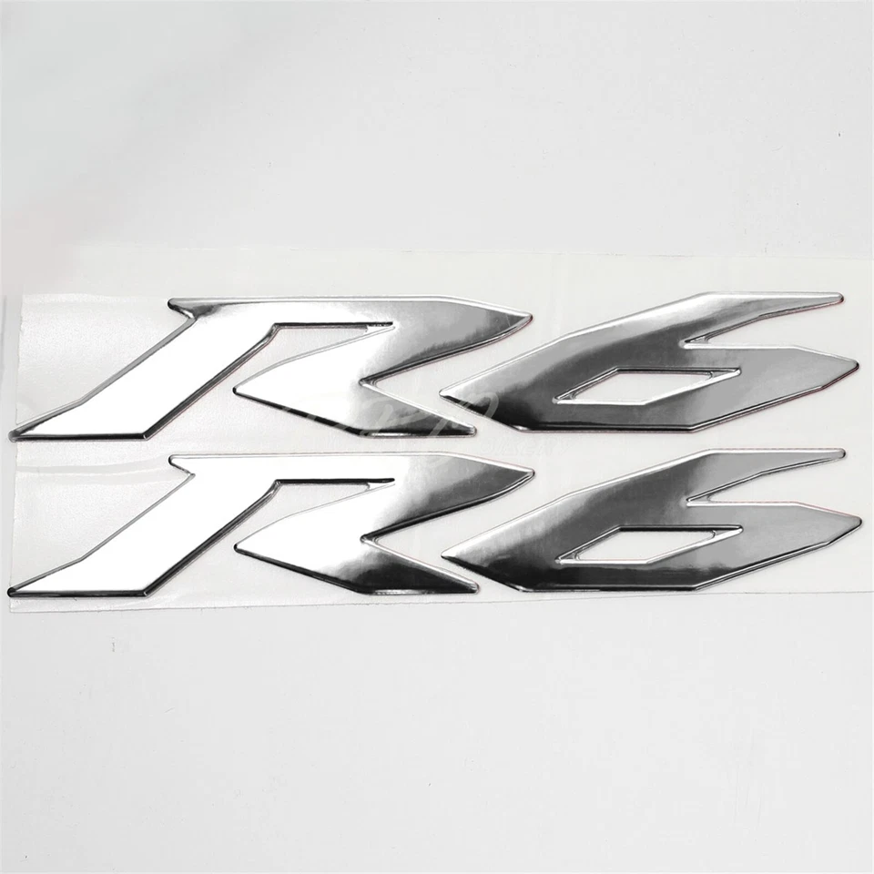 8" 3D FAIRING/GAS FUEL TANK YAMAHA LOGO EMBLEM+6" STICKER FOR YZF-R6/R6S CHROME - Image 4 of 4