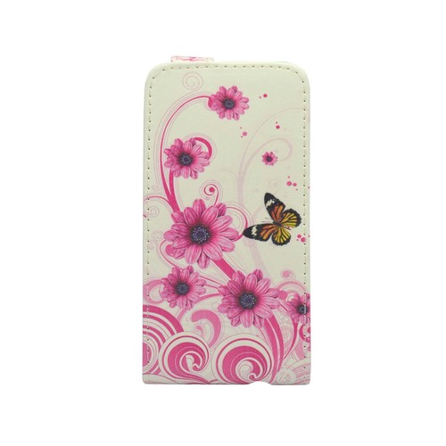 CASE FOR SAMSUNG GALAXY A3 WHITE PINK SWIRL FLOWER BUTTERFLY PU LEATHER COVER - Picture 4 of 5