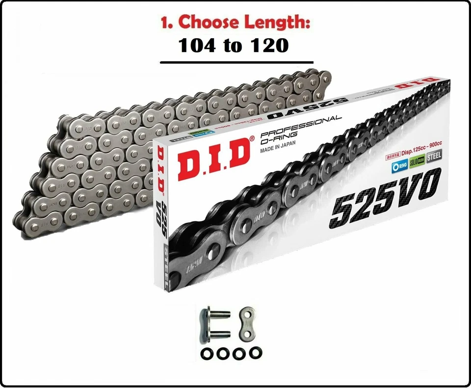 D.I.D DID 525 VO Oring Motorcycle Drive Chain Natural with Rivet Master Link - Bild 1 von 1