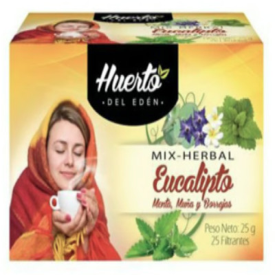 HUERTO DEL EDEN Mix Herb Eucalipto Menta, Borraja y Muña - 25 Tea Bags Peru (x2)