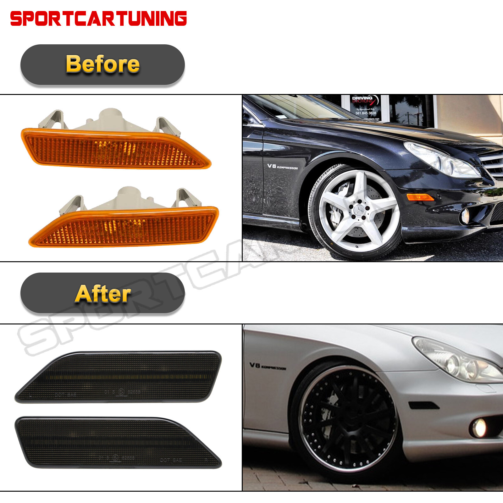 White LED Side Marker Light For 06-2011 Mercedes CLS-Class W219 CLS550 ...
