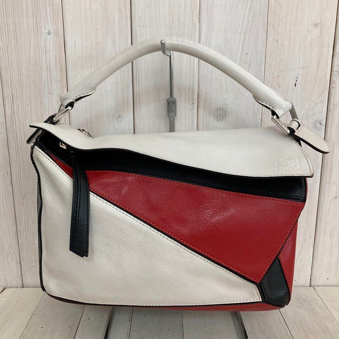 LOEWE Multicolor Puzzle Bag Leather White Red 7.4*11.8 inch | eBay