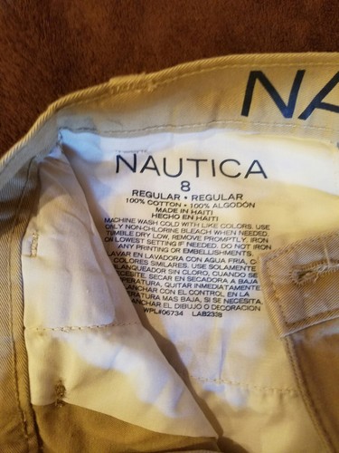 Boys Nautica Casual Khaki Flat Front Pants Size 8 - great condition - Picture 2 of 3